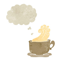 hot cup of coffee retro cartoon