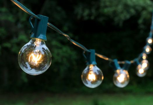 A String Of Globe Lights For A Wedding