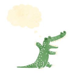 retro cartoon friendly crocodile