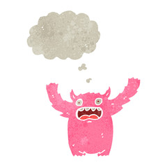 retro cartoon pink monster