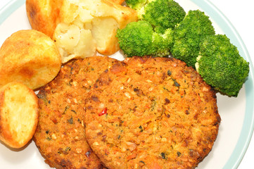 Nut Cutlet And Roast Potato Meal