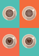 Coffee cup icon set. Vector illustration in flat design
