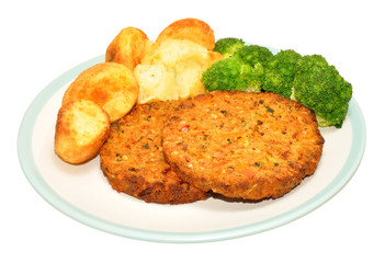 Nut Cutlet And Roast Potato Meal
