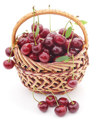Cherries in a cart.