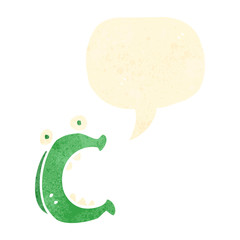 retro cartoon letter c with speech bubble