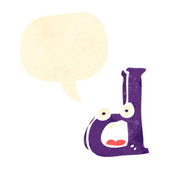 retro cartoon letter d with speech bubble
