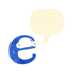 retro cartoon letter e with speech bubble