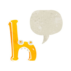 retro cartoon letter h with speech bubble