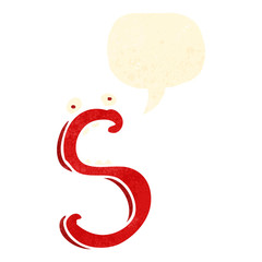 retro cartoon letter s with speech bubble