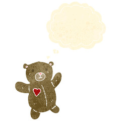 retro cartoon teddy bear with thought bubble