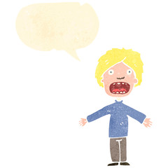 retro cartoon boy shrugging shoulders