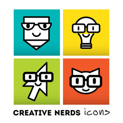 Funny nerd sign with glasses - design element creative concept