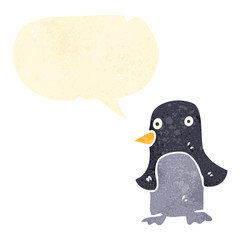 retro cartoon talking penguin