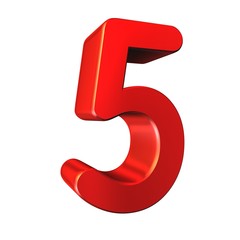 red number collection - five on white background
