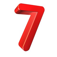red number collection - seven on white background