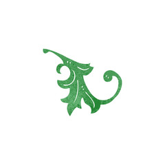 retro cartoon floral leaf design element