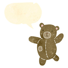 retro cartoon teddy bear with speech bubble