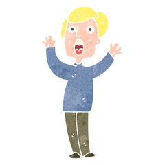retro cartoon frightened man