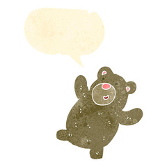 retro cartoon teddy bear with speech bubble