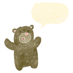 retro cartoon teddy bear with speech bubble