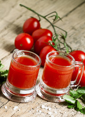 Cocktail Bloody Mary in old-fashioned vintage mugs, selective fo