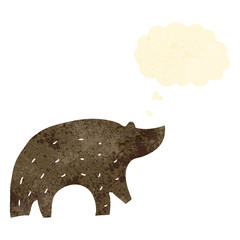 retro cartoon bear with thought bubble