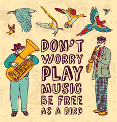 Play music card color grunge background