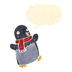 retro cartoon dancing penguin