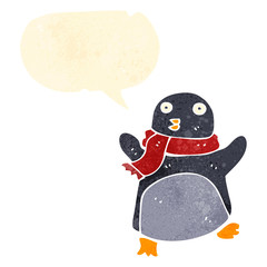 retro cartoon dancing penguin