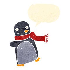 retro cartoon dancing penguin