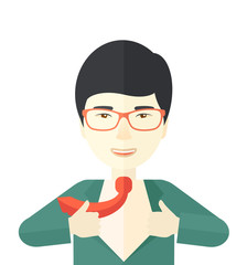 Happy Working man to change his clothes.