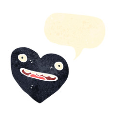 retro cartoon black heart character