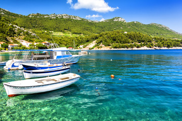 Naklejka na ściany i meble Crystal clear Adriatic sea on Peljesac peninsula, Dalmatia, Croatia