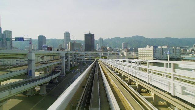 Point of view realtime ride through Kobe Japan on the Portliner Monorail