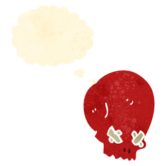 retro cartoon skull with thought bubble