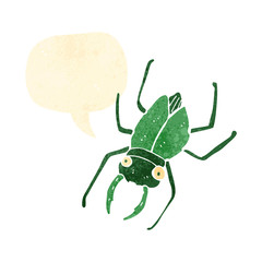 retro cartoon giant bug with speech bubble