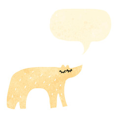 retro cartoon polar bear with speech bubble