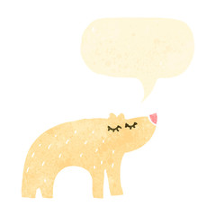 retro cartoon polar bear with speech bubble