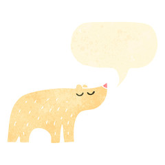 retro cartoon polar bear with speech bubble