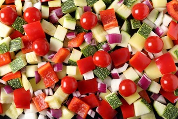 Diced vegetables.