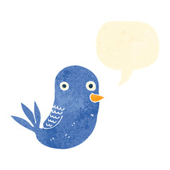 retro cartoon bird with speech bubble