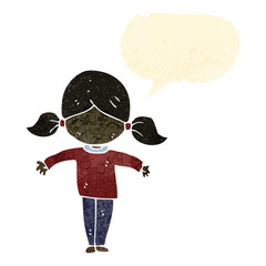 retro cartoon girl with speech bubble