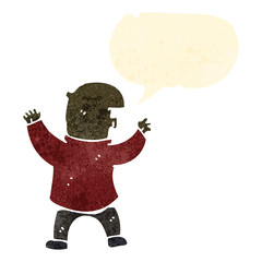 retro cartoon bald man talking