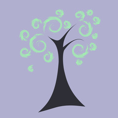 Art tree with curly crown,vector illustration, eps10 - 87925475