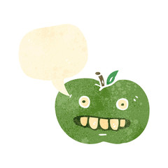 retro cartoon apple with speech bubble