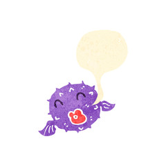 retro cartoon puffer fish