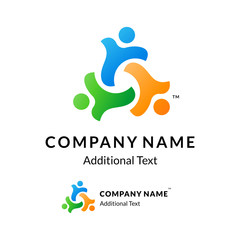 Beautiful Bright Colorful Abstract Logo United Team Working Together