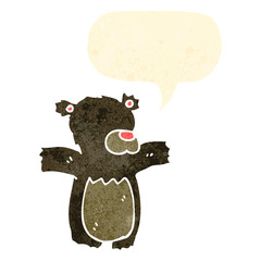 retro cartoon teddy bear with thought bubble