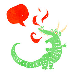 retro cartoon friendly dragon