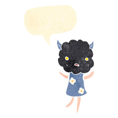 retro cartoon cloud head girl